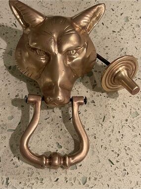 Solid Brass Antique Fox Head Door Knocker